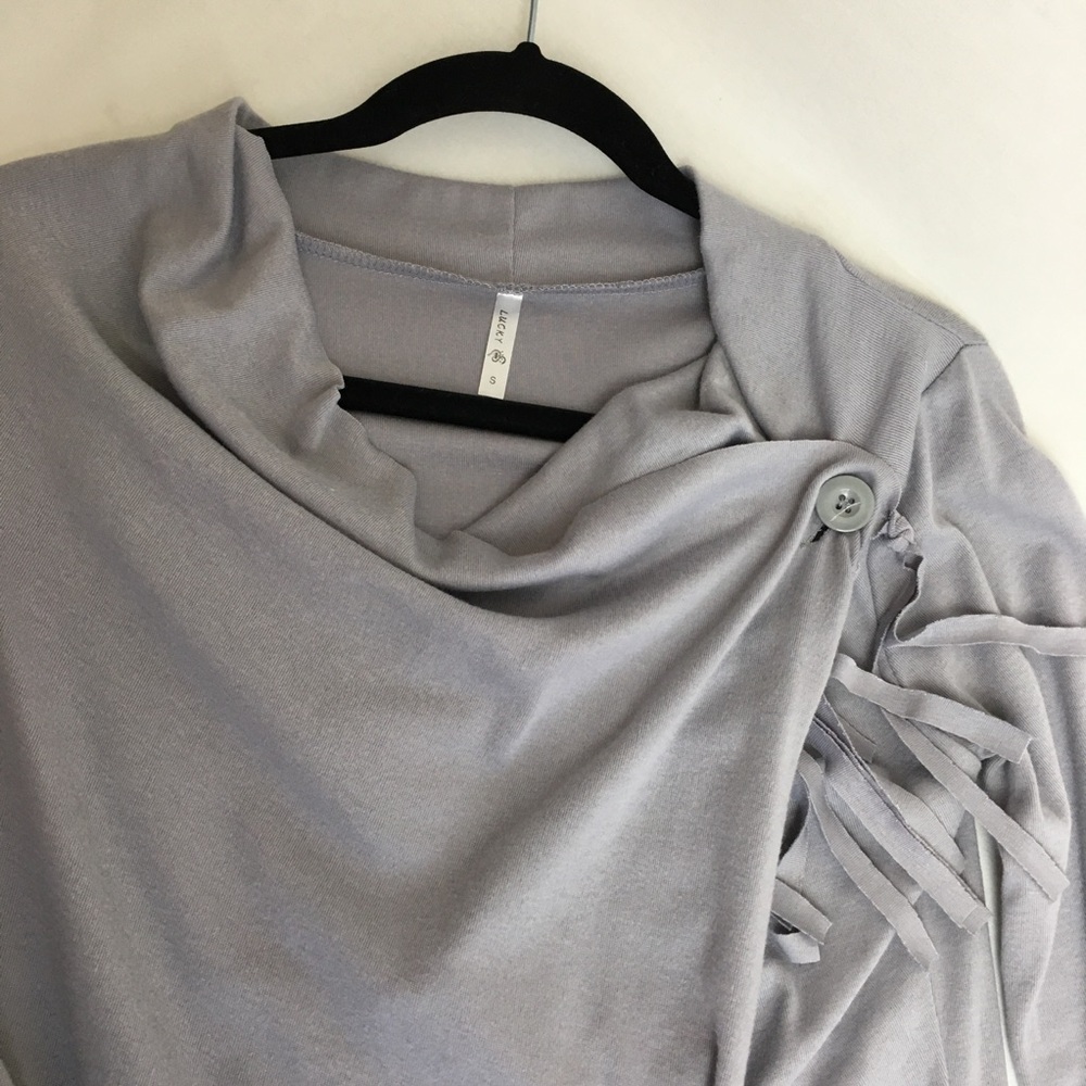 📦 Lucky | Asymmetrical Fringe Wrap Blouse - Picture 7 of 8